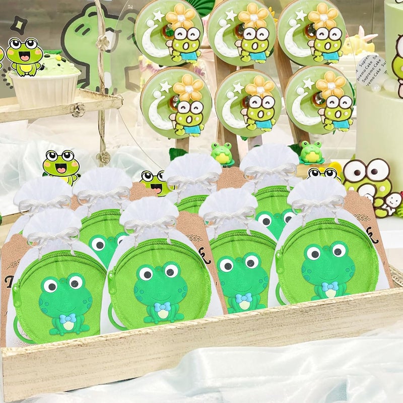 Elecrainbow 36 Pack Frog Change Purses Set Include 12 Wallets with Keyring,12 Thank You Tags and 12 Organza Bags for Green Frog Lover,Baby Shower,First Birthday Reptile Camping Decor,Green - Image 4